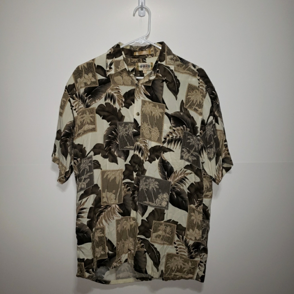 Vintage Campia Moda Mens Hawaiian Floral Short Sleeve Button Down Shirt